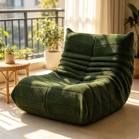Poltrona a sacco imbottita dal design curvo – Poltrona morbida – Nessun montaggio richiesto – Comfort – Lusso per soggiorno e ufficio (1/5)