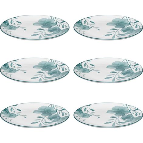 Assiettes à dîner en porcelaine – Lot de 6 pièces Ø 27 cm – Motif floral bleu – Résistantes aux chocs et lavables au lave-vaisselle – Secret De Gourmet