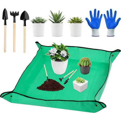 1 Tapis De Jardinage, Imperméable, Pliable, Avec Outils Succulentes, Pour Rempotage Et Semis