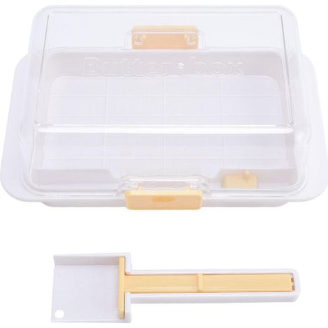 Beurrier hermétique réutilisable et compatible lave-vaisselle avec outil de coupe pour 500 g de fromage (1/4)