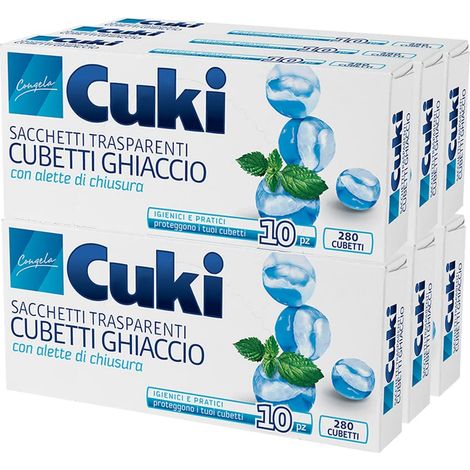 Cuki Sacchetti Ghiaccio, 280 Cubetti, 6 Confezione da 10 Pezzi, Plastica (1/3)