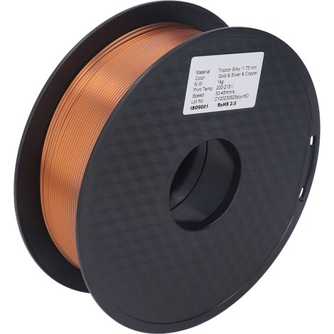 Filament PLA 1,75 mm, or, argent, cuivre, tricolore, soie, consommable d'impression 3D (1/5)