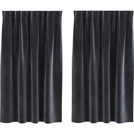 Rideaux occultants 2 pcs Gris foncé 140 x 140 cm Velours (1/5)