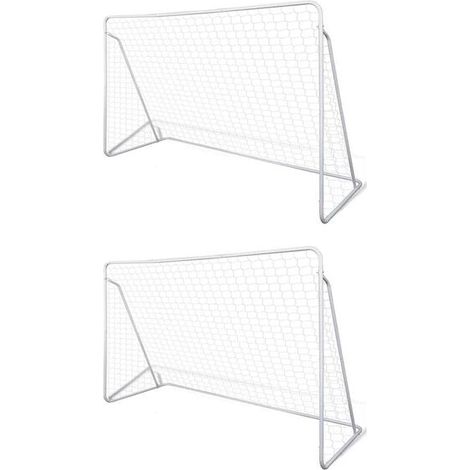 Deux filets de but de football en acier, mesurant 240x90x150 cm. (1/5)