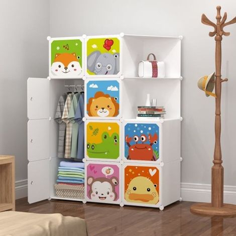 TrAdE Shop Traesio - Armadio Guardaroba Modulare A 10 Cubi Con Ante Decorate Appendiabiti Personalizzabile - (1/5)