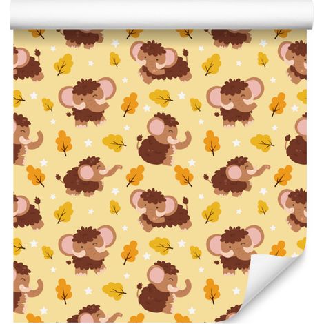 Papier peint Mammoth crème et orange pour salon et chambre 50x1000 cm (1/5)