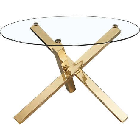 Capri Dining Table Glass Top with Gold Legs - Metal - L120 x W120 x H75.8 cm - Clear (1/4)