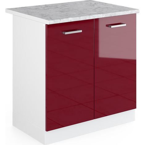 Mobile lavello cucina R-Line, Rosso bordeaux lucido, 80 cm , PL Marmo, Vicco