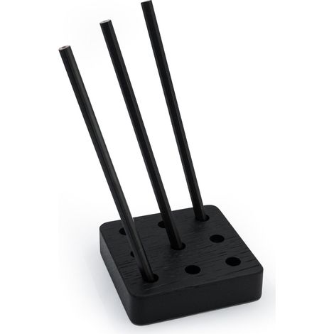Soporte cuadrado organizador para bolígrafos, color roble negro. (1/2)