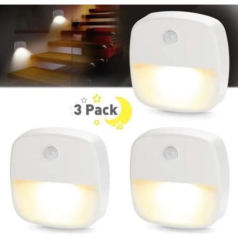 [Pack de 3] Veilleuse Murale LED Détecteur de Mouvement, Capteur de Lumière,Éclairage Intérieur pour Chambre de Bébé Salon Garage (1/4)