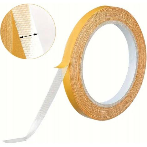 Cinta adhesiva de tela reforzada de doble cara, resistente, de 20 m x 1 cm, transparente y duradera. (1/3)