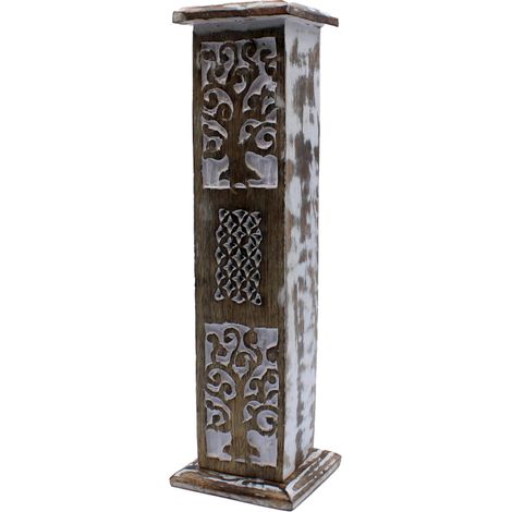 Porte-encens lavé blanc - Tour de fumée- Vendu par 1 (1/4)