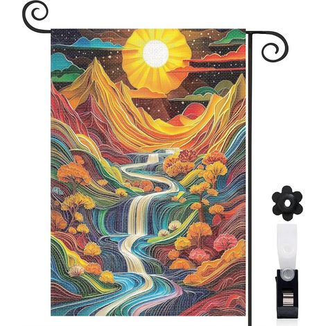 Drapeau de jardin décoratif décoration extérieure toile durable double face 30 x 45 cm pour entrée maison (1/5)