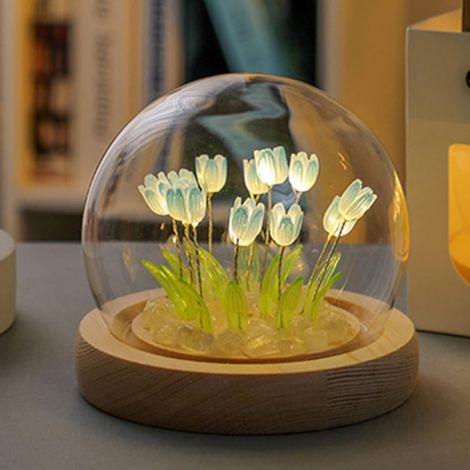 Lampe De Table Tulipe - Luminaire À Led Fait Main - Kit De Montage Diy - Décoration Intérieure - 13 Fleurs (1/5)