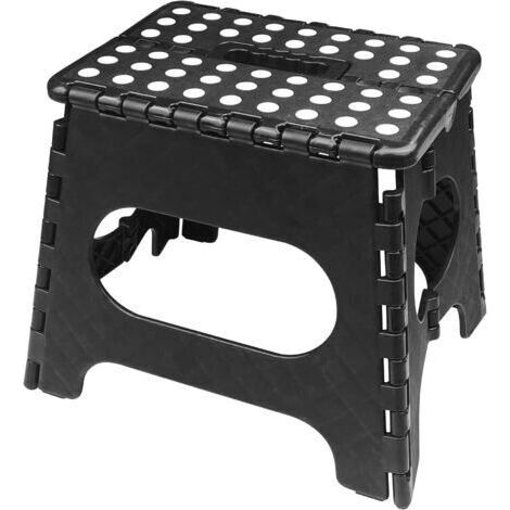 BUNTHAUS 27cm Tabouret Pliant, Marche Pied Pliable, Escabeau Pliable, Petit Marchepied Pliable Plastique Noir, Tabouret avec Points Antidérapants pour Cuisine, Salle de Bain, Chambre, Jardin