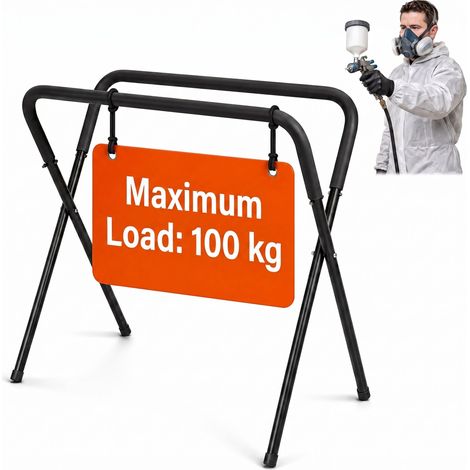 Relaxdays paint stand, foldable, adjustable, H 80–102 cm, steel, 100 kg, car windscreen stand, black (1/5)