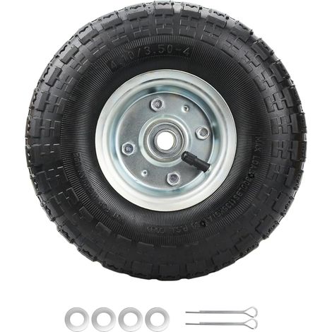 Lot de 1 Roue Tondeuse 4.10/3.50-4 Pneu Gonflable 4.10 3.50-4 pour Roue Brouette,Chariot de Jardin,Camion à Main,Wagon,Monte-Charges, Grues,260x85mm,Capacité de Charge Max. 136kg (1/5)