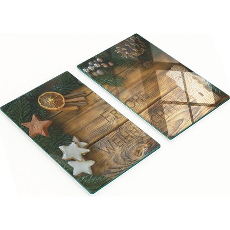 Tablas de cortar y servir de cristal decorativas Feliz Navidad 2x30x52 cm