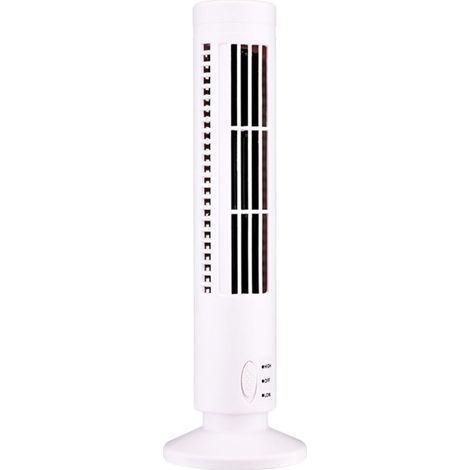 Mini ventilateur tour sans pales USB, 2 vitesses et modes de vent, debout, pour chambre à coucher, salon, bureau à domicile, blanc (1/3)