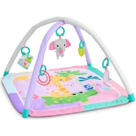 BRIGHT STARTS Alfombra de juego evolutiva plegable para bebé - Jungle Rose - arco con juguetes sensoriales y musicales, espejo (1/5)
