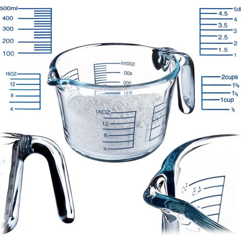 KADAX Messbecher aus Glas, Glaskännchen mit ergonomischem Griff, 500 ml (1/5)