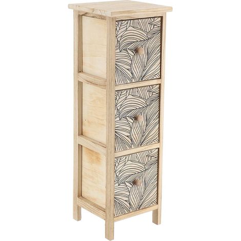 Möbel paulownia mdf pappel 3 schubladen bedruckt esteban holzknöpfe - natur schwarz - Tendance (1/5)