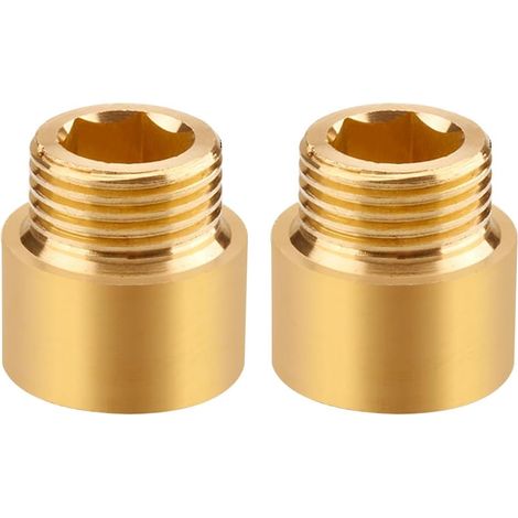 Lot de 2 rallonges de robinet - 1/2" x 15 mm - Rallonge filetée DN15-1/2" IG x 1/2" AG - Raccord d'extension en laiton 15 mm - Rallonge de raccordement pour eau potable et installation de chauffage
