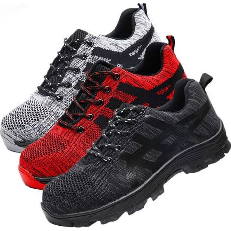 Chaussures de travail légères et respirantes – Embout en acier – Pointure 43 – Tige en matière synthétique – Semelle caoutchouc résistante (1/4)