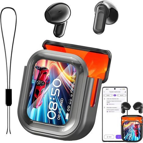 NE20 AI Écouteur Traducteur Instantané, 135 Langues 6 Modes de Traduction, Bluetooth 6.0, Écran Tactile, Son HiFi, Idéaux pour Le Bureau, Le Sport et Les Études