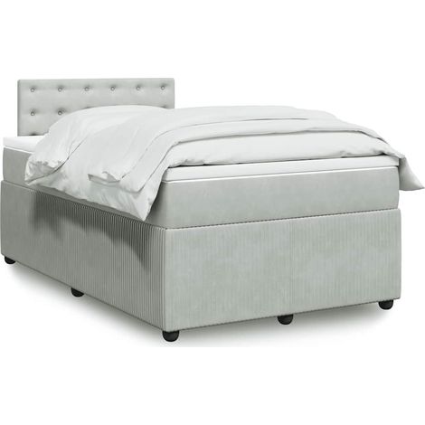 Boxspringbett mit Matratze Hellgrau 120x190 cm Samt (1/5)