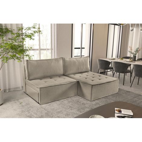 Ecksofa Schlafsofa AMALIA Stoff Raven Taupe Ottomane Rechts (1/5)