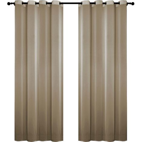 Festnight 2er-Pack Vorhänge, 225 x 140 cm, einfarbig, Polyesterfaser, Ösen, lichtdurchlässig, lässige Textur – 265 x 140 cm – Hellbraun