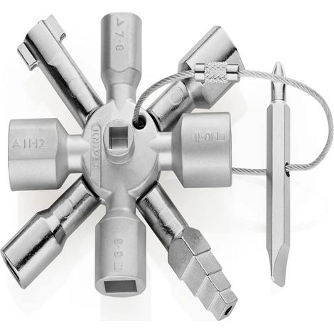 Clé Universelle À 4 Voies - Acier Haut Carbone - Compatible 6 Systèmes De Verrouillage - Pour Armoires De Commande - 1 Pièce (1/5)