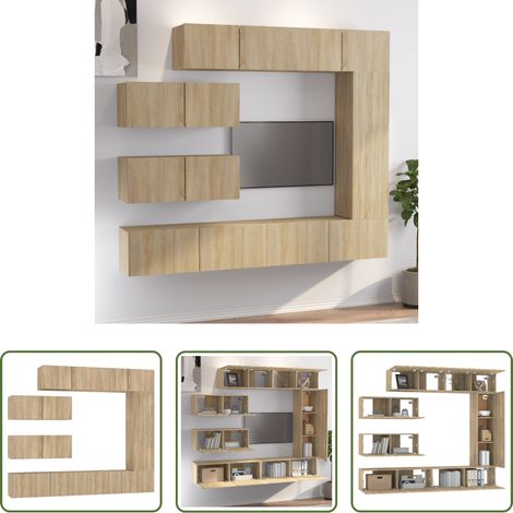 vidaXL Holzwerkstoff - 7-tlg. TV-Schrank-Set Sonoma-Eiche Holzwerkstoff (1/5)