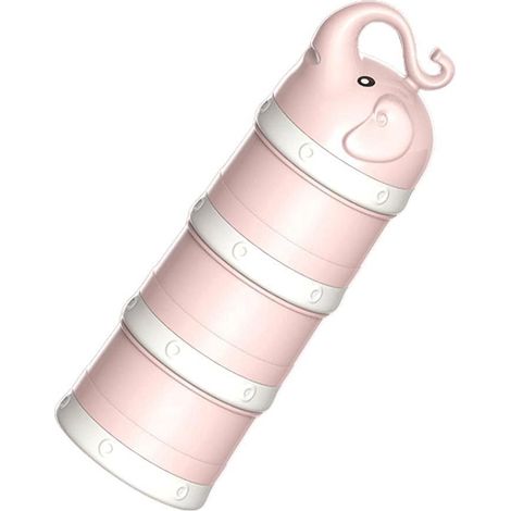 Réservoir de stockage de lait pour bébé portable à 3 couches (éléphant rose)