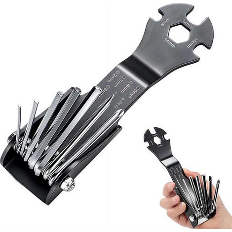 Outil multifonction 11-en-1, clé à molette pliable avec tournevis, kit compact pour réparation et entretien automobile et domestique, universel, argent (1/5)