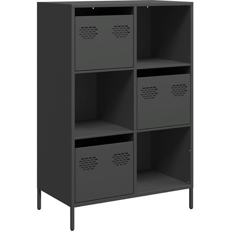 Maison Exclusive - Buffet haut noir 68x39x103,5 cm acier (1/5)
