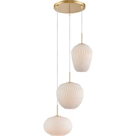 [GEBRAUCHT] B-Ware Lucande Hängeleuchte Quinara Opal Glas ø 52 Cm Hängelampe Deckenlampe Lampe 713