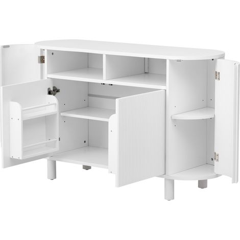 Sideboard moderno bianco in MDF 120 x 38 x 77 cm con ante e vani aperti (1/5)