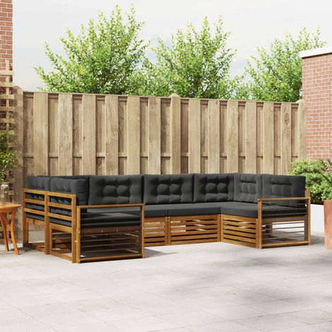 Outdoor-Sofagarnitur mit Kissen 6 pcs Natur und Anthrazit