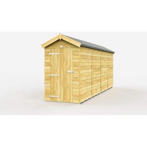 4 x 16 Feet Apex Shed - Single Door Without Windows - Wood - L472 x W118 x H217 cm