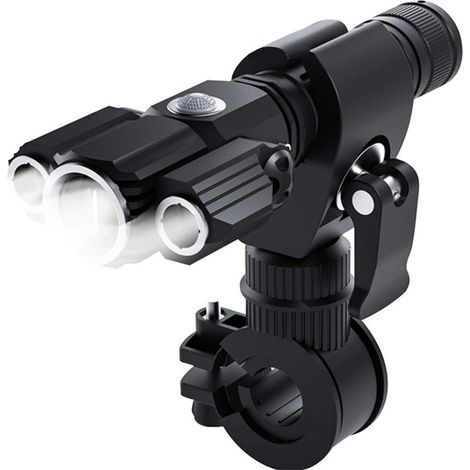Phare de vélo à trois LED - Lampe torche puissante en forme d'avion - Éclairage latéral rotatif - Lampe de nuit rechargeable par USB avec fixation pour guidon (1/5)