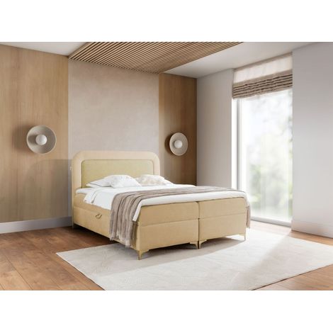 Boxspringbett Schlafzimmerbett WILLOW 160x200cm Stoff Puente Gelb