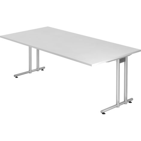 bümö Schreibtisch Serie-N Rechteck: 200 x 100 cm Weiß (1/5)