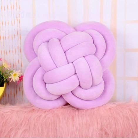 Coussin Noeud, tissu velours doux, coussin moderne et décoratif, pour canapé, lit, salon (violet) (1/2)