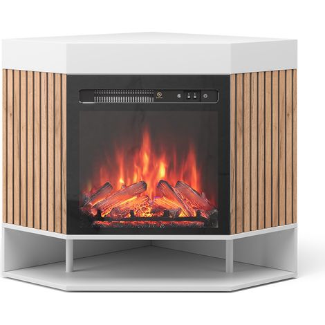 Elektrokamin Lynea, Weiß, 100 cm mit realistischem Flammeneffekt und Heizung 1800W, Vicco