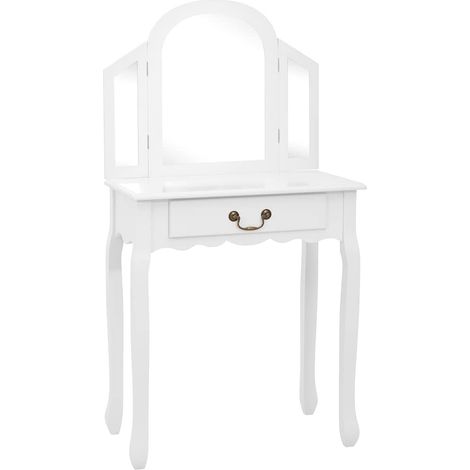 Maison Exclusive - Schminktisch mit Hocker Weiß 65x36x128 cm Paul (1/5)