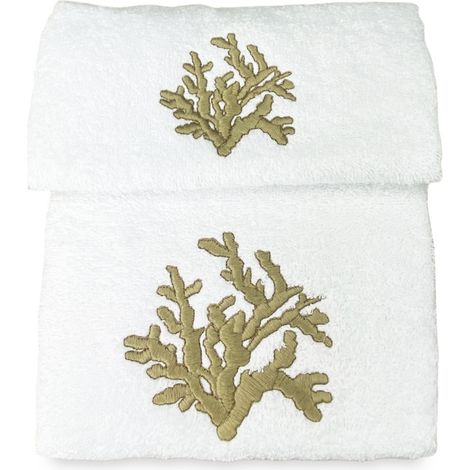 SET asciugamani CORALLO BEIGE puro cotone Made in Italy