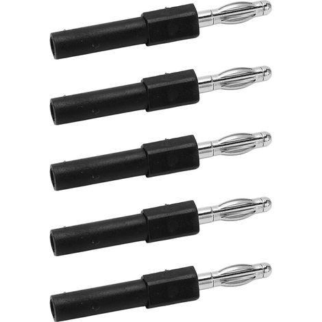 5 Stück 4-mm-Bananenstecker-Adapter, starke Verbindung, gute Leitfähigkeit, 4 mm auf 2 mm Konvertierung, Bananenstecker, Schwarz (1/5)