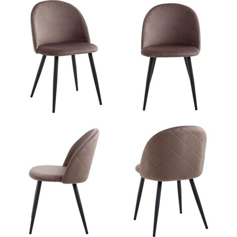 4er Set Esszimmerstühle aus Samt mit Metallbeinen, Braun (1/5)